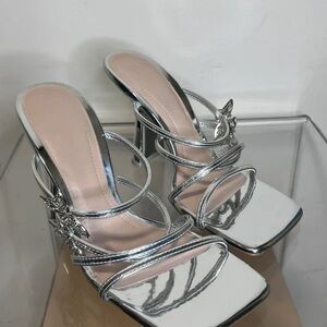 Zara Silver Strappy Heels